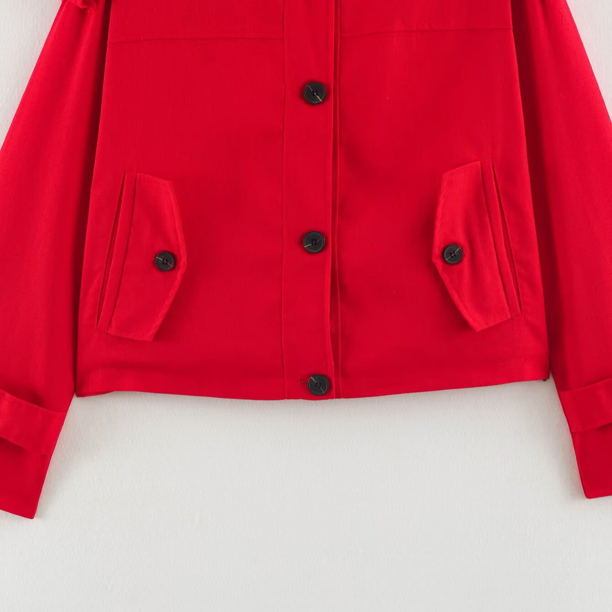 Women's short utility-style jacket with stand-up collar and shoulder patches EVA-US