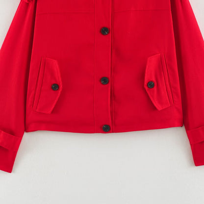 Women's short utility-style jacket with stand-up collar and shoulder patches EVA-US