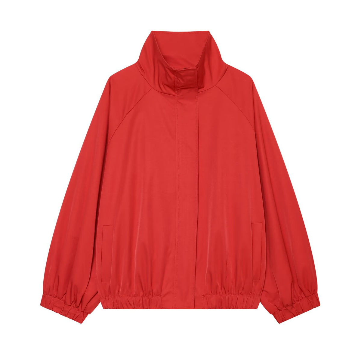 Women's Lightweight Boxy Transitional Jacket with Funnel Neck and Elastic Hem EVA-US