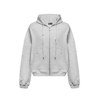 Women’s hooded zip jacket with stud trim and oversized fit EVA-US