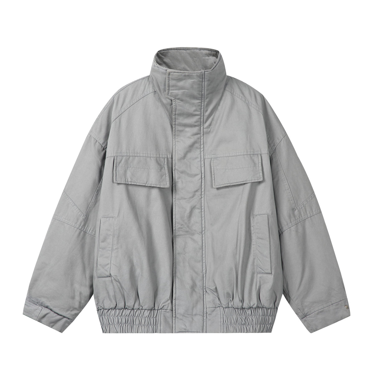 Unisex Boxy-Field jacket with high stand-up collar, flap pockets and elastic hem EVA-US
