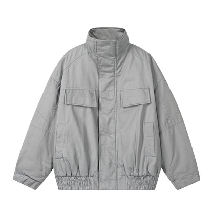Unisex Boxy-Field jacket with high stand-up collar, flap pockets and elastic hem EVA-US