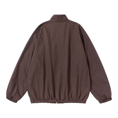 Unisex Short Cut Boxy Blouson with Stand-up Collar, Collar Tab and Elastic Hem EVA-US