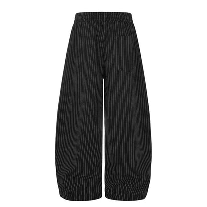 Women Wide Palazzo Sweatpants with Pinstripes, Star Print & Adjustable Hem