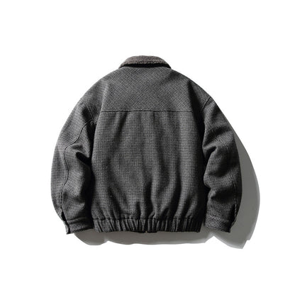 Men's boxy blouson made of wool mix with teddy trim at the collar and flap pockets