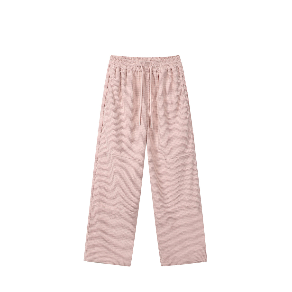 Women's waffle knit lounge pants with wide leg, elastic waistband and drawstring