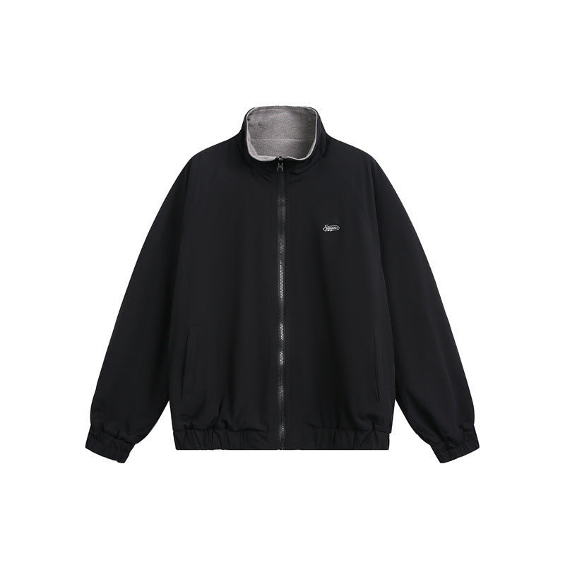 Unisex Lightweight Fleece Outdoor Jacket with Zipper Chest Pocket and Elastic Hem EVA-US