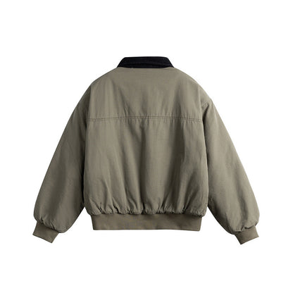 Men's short-cut utility blouson jacket with cord collar and patch pockets EVA-US