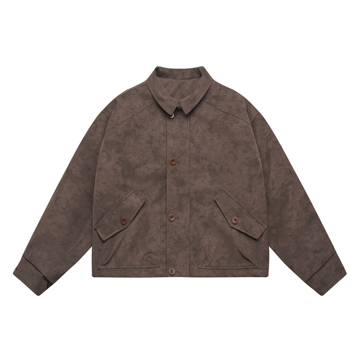 Men's short-cut suede-look blouson with patch flap pockets and shirt collar EVA-US