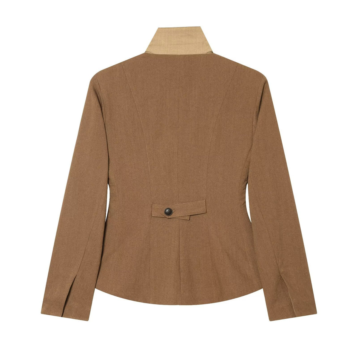 Women's Tailored Short Blazer Jacket with Contrast Collar and Flap Pockets EVA-US