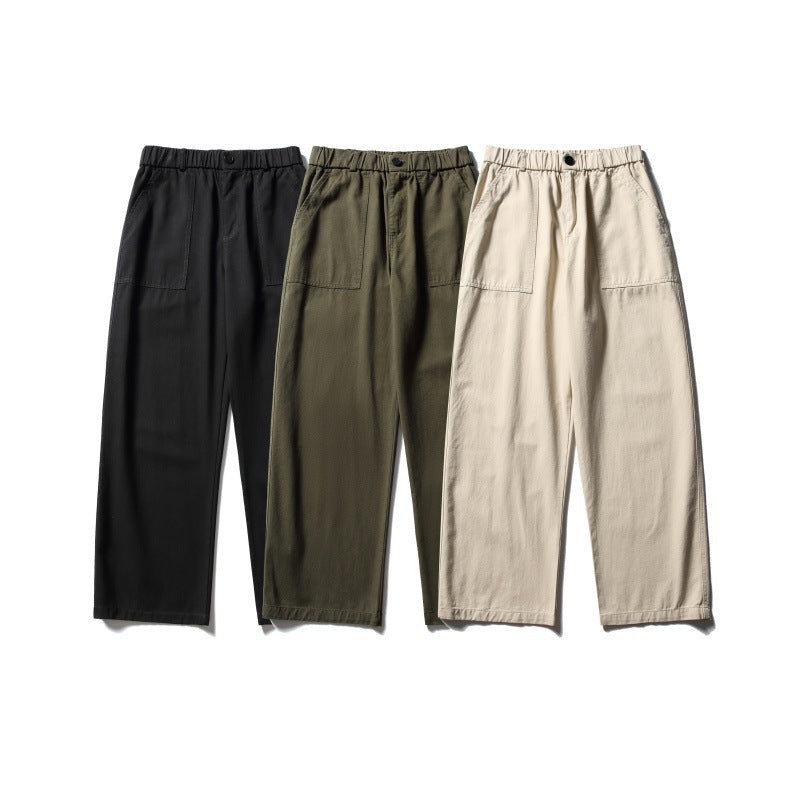Women's Wide Utility Cargo Pants with Elastic Waistband and Applied Front Pockets EVA-US