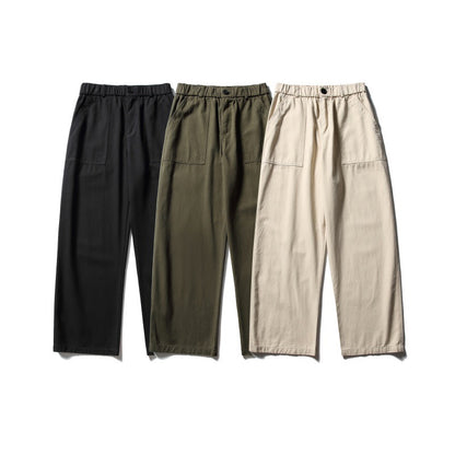 Women's Wide Utility Cargo Pants with Elastic Waistband and Applied Front Pockets EVA-US