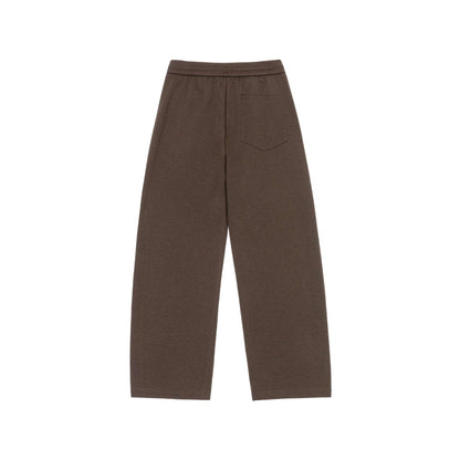 Women's Wide Cropped Sweatpants with Elastic Waistband and Stitched Center Seam