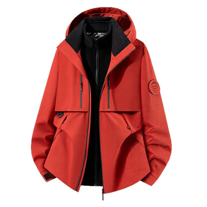 Men's three-layer softshell outdoor jacket with removable fleece lining and hood EVA-US