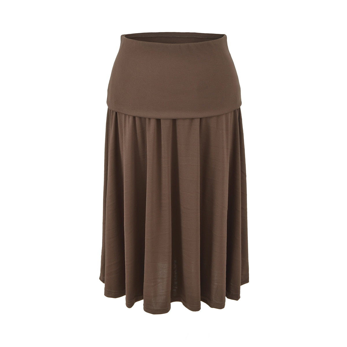 Women Long Jersey Maxi Skirt with Wide Hem and Gently Falling Pleats EVA-US
