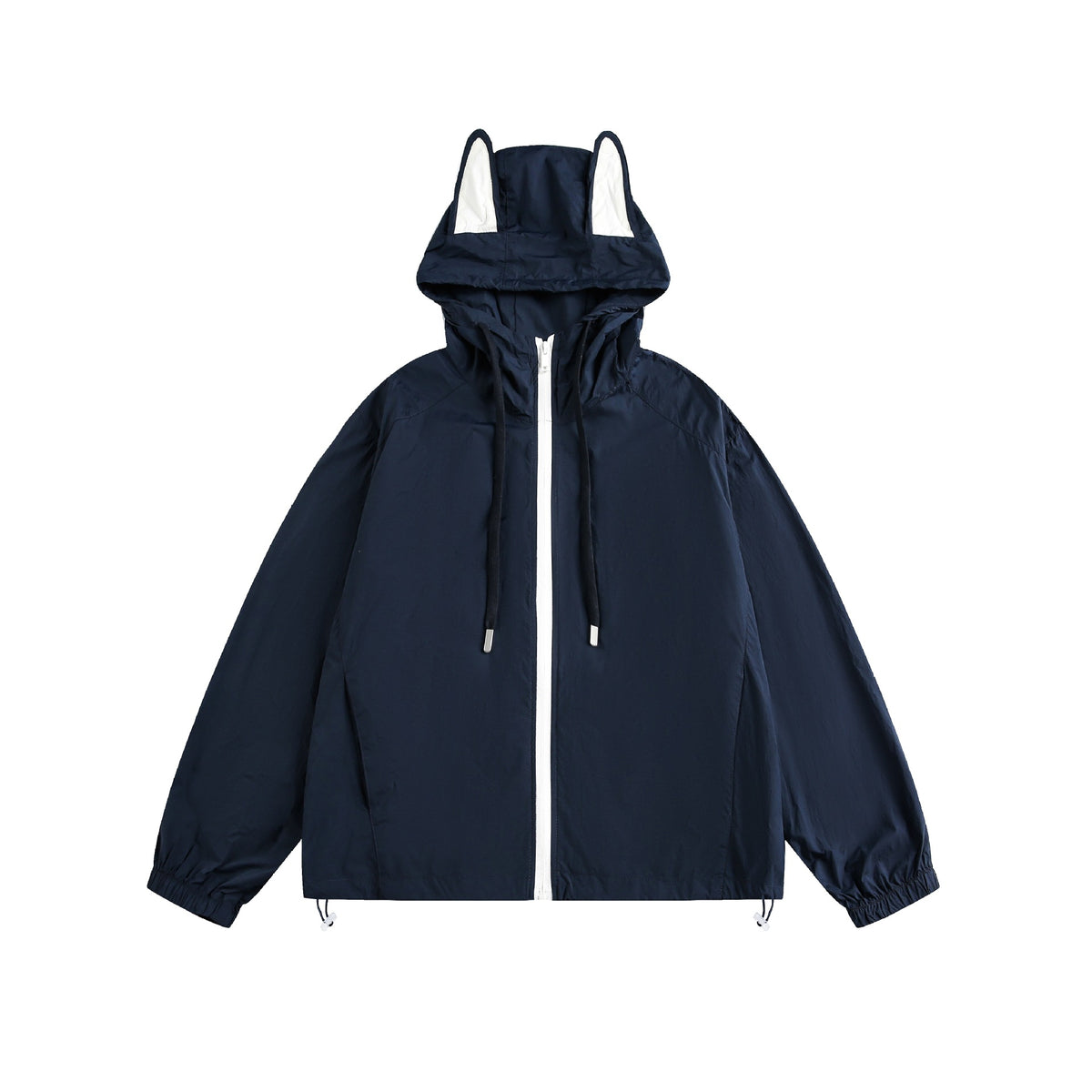 Women Lightweight Hooded Anorak with Ear Applique and Drawstring EVA-US