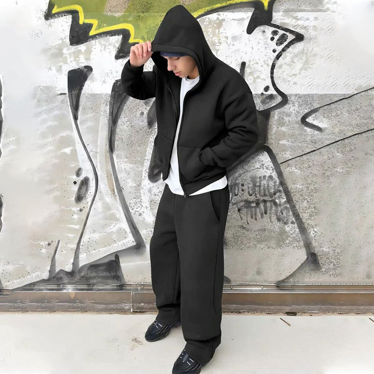 Men's Nan Oversize Zip Hoodie and Relaxed Sweatpants Set EVA-US