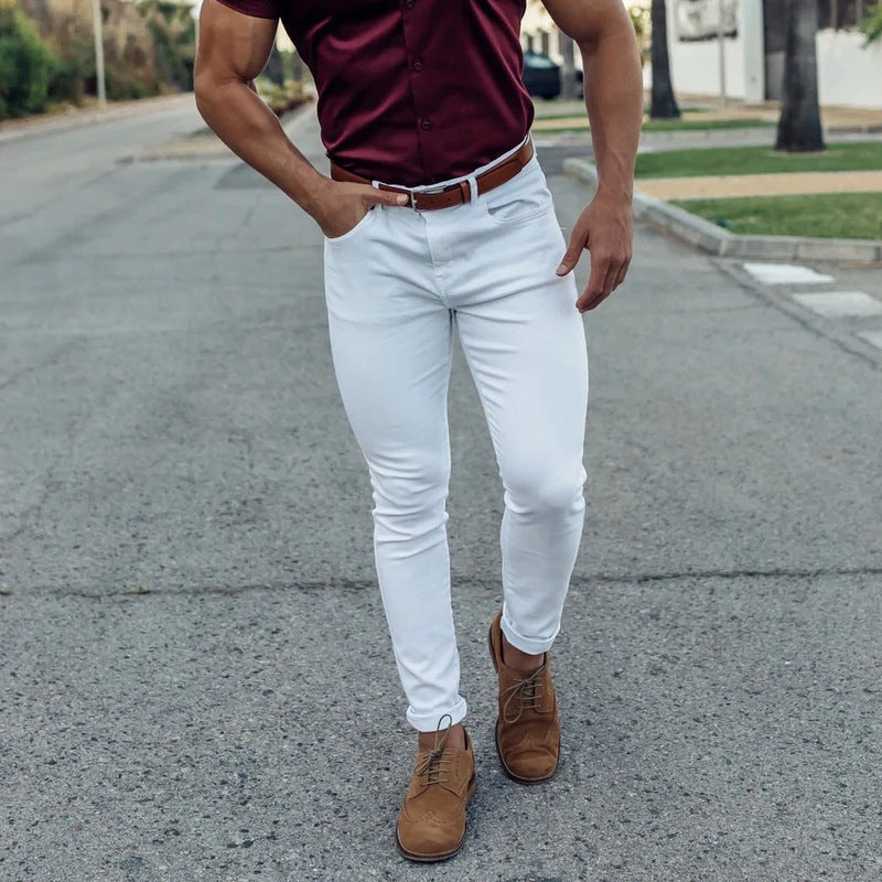 Men's Slim-Fit Chino Pants with Modern Design and Elastic Waist EVA-US