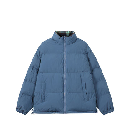 Unisex Boxy-Short Parka with quilted insulation, drawstring hem and plaid lined collar EVA-US