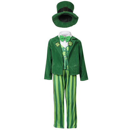 Men's costume as Irish Leprechaun with hat and detailed accents EVA-US