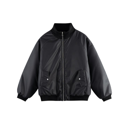 Women's Oversized Bomber Jacket EVA-US with Stand-up Collar, Padded Lining and Flap Pockets