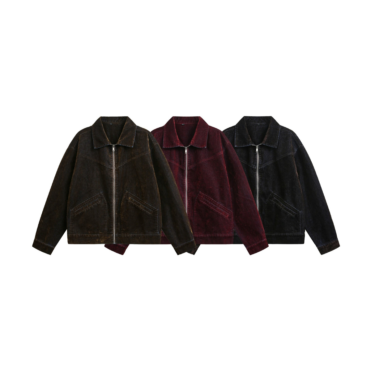 Unisex Boxy Blouson Jacket made of velours suede look with full zip and flap pockets EVA-US