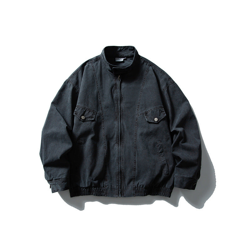 Men's Boxy Field Blouson with Stand-up Collar, Front Zip and Flap Pockets EVA-US