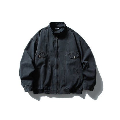 Men's Boxy Field Blouson with Stand-up Collar, Front Zip and Flap Pockets EVA-US