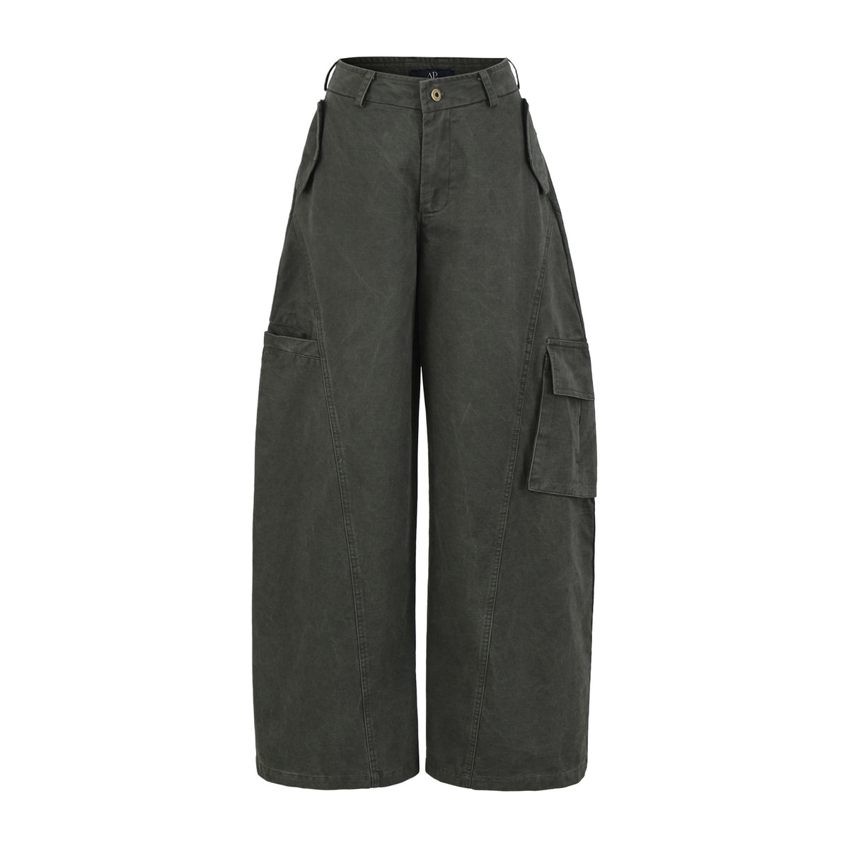 Women's Cropped Cargo Pants with High Waist, Wide Leg, and Flap Pockets EVA-US
