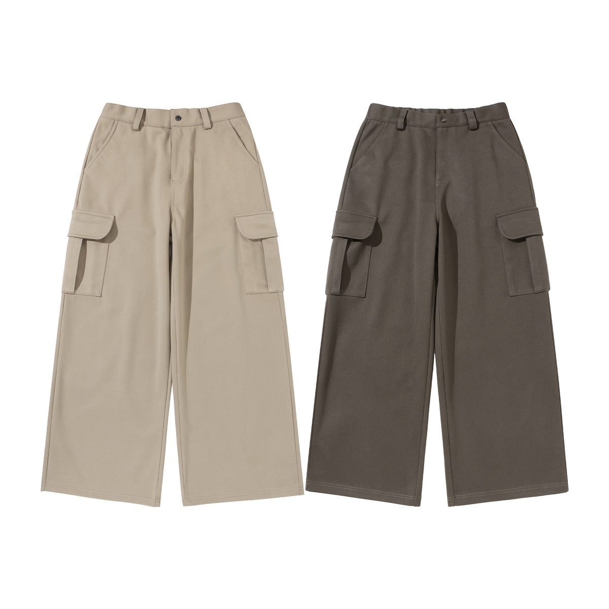 Women's Cropped Cargo Pants with Wide Leg and Patch Pockets EVA-US