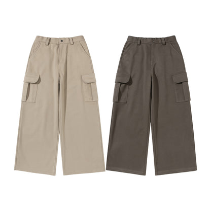 Women's Cropped Cargo Pants with Wide Leg and Patch Pockets EVA-US