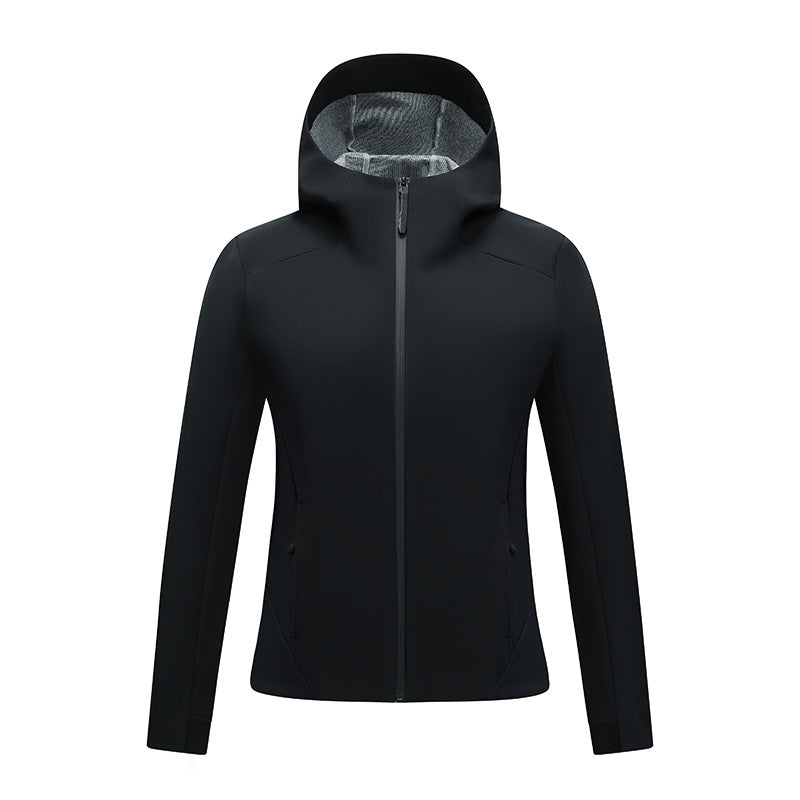 Women's softshell jacket with hood, tailored and windproof outdoor jacket EVA-US