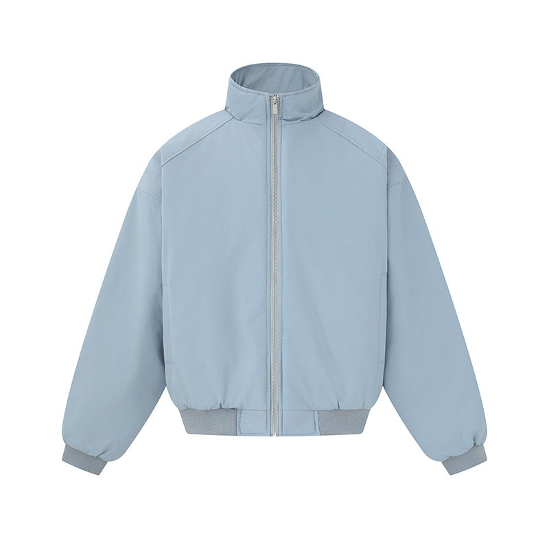 Unisex Boxy-Bomber Jacket with High Stand Collar and Elastic Hem EVA-US