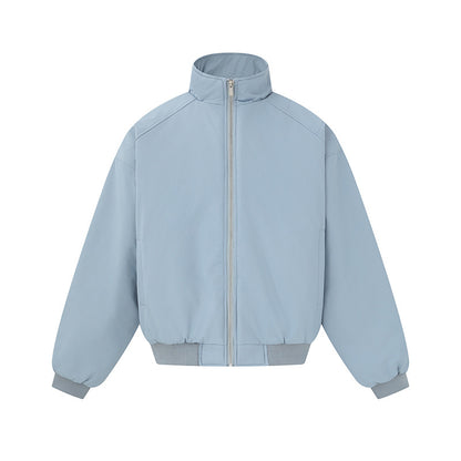 Unisex Boxy-Bomber Jacket with High Stand Collar and Elastic Hem EVA-US