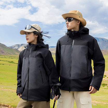 Unisex Softshell Outdoor Jacket with continuous fleece lining, adjustable hood, and water-repellent membrane EVA-US