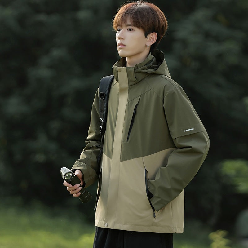 Men's Two-Tone Wind and Water-Repellent Softshell Jacket with Hood EVA-US