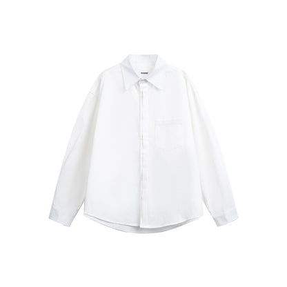Women Oversized Shirt Blouse with Chest Pocket and Concealed Button Placket EVA-US