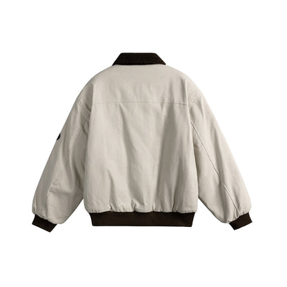 Unisex Boxy Bomber Jacket with Teddy Collar, Corduroy Look and Utility Pockets EVA-US