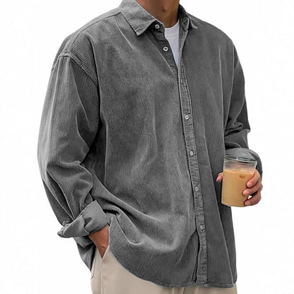 Men's casual cord shirt made of fine corduroy with oversized fit EVA-US