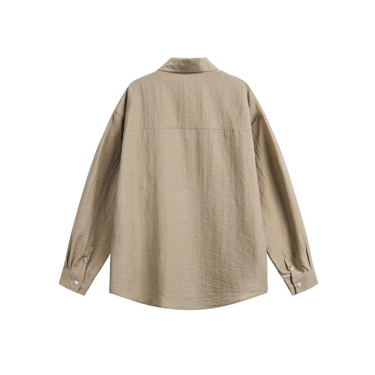 Women's Oversized Linen Blend Shirt Blouse with Large Kent Collar and Patch Breast Pocket EVA-US
