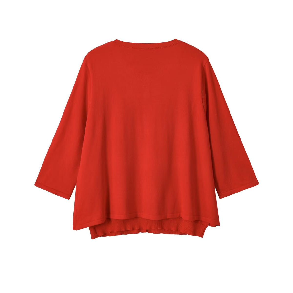 Women's Light Three-Quarter Sleeve Button Cardigan with Round Neck and Extended Ribbed Cuff EVA-US