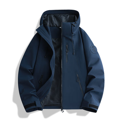 Women Lightweight Waterproof Hooded Jacket with Teddy Charm and Concealed Zipper Pockets EVA-US