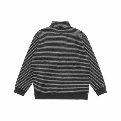 Men's fine knit half-zip sweater with stand-up collar and fine stripes EVA-US