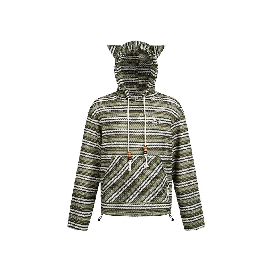 Women's knitted hoodie with cat ears and kangaroo pocket EVA-US