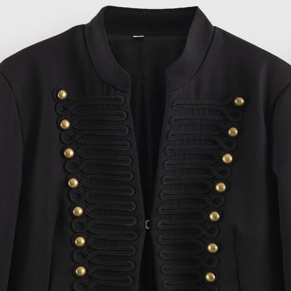Women's Short Blazer in Marshal Look with Cord Ornament and Brass Buttons EVA-US