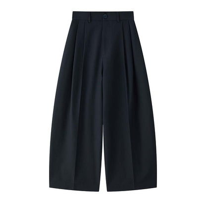 Women Wide High-Waisted Marlene Pants with Pleats and Low Crotch EVA-US