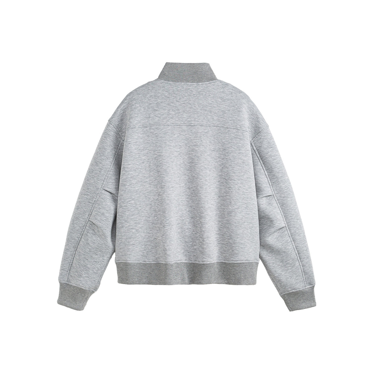 Unisex Boxy-Zip Sweat Jacket with Funnel Neck and Ribbed Cuffs EVA-US