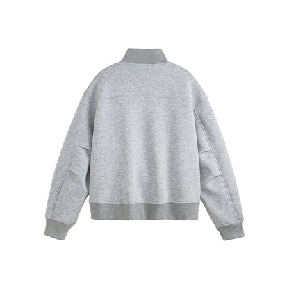 Unisex Boxy-Zip Sweat Jacket with Funnel Neck and Ribbed Cuffs EVA-US