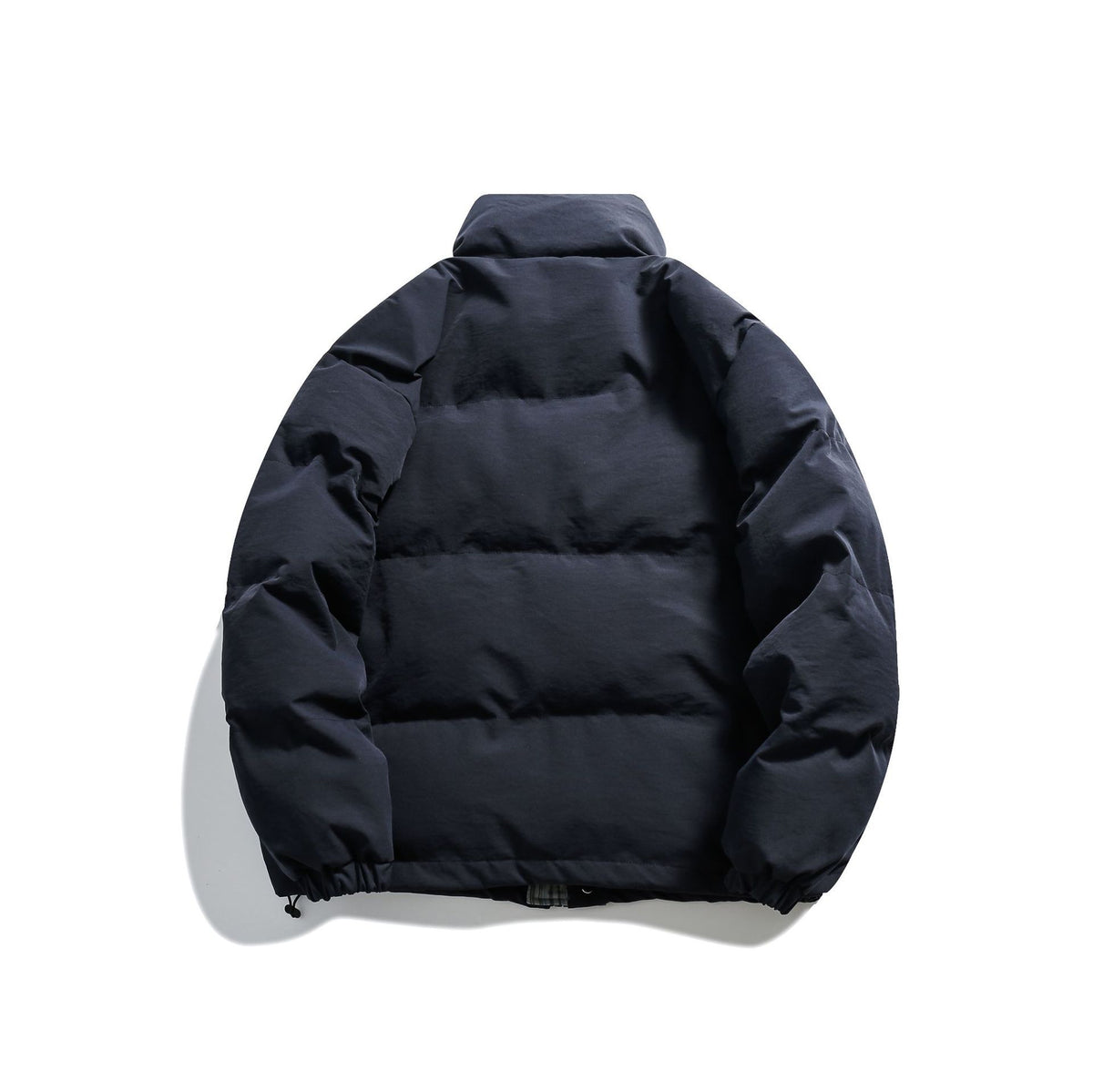 Unisex Short Cut Padded Puffer Jacket with High Stand-Up Collar and Striped Pocket Flaps EVA-US