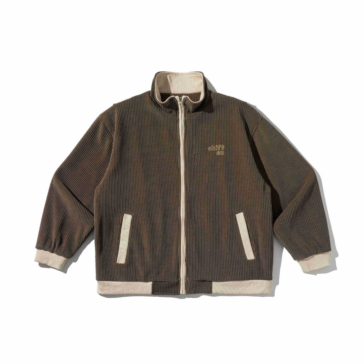 Unisex Short Ribbed Zip Jacket with Stand-up Collar and Contrast Trimmings EVA-US